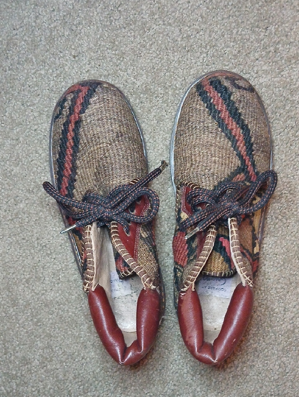 New Conti Brown Woven Lace-Up Ankle Booties Handmade Like DOC MARTENS 6